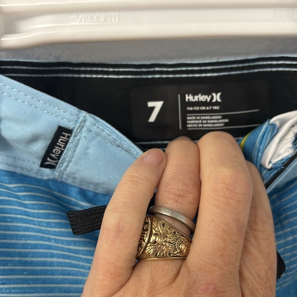 NWT Hurley Boy’s Sz 7 Indigo Blue Striped Shorts. Light. Silky soft. - Picture 4 of 12